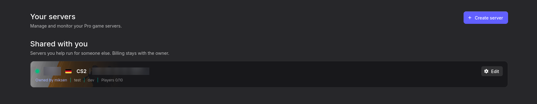 Shared with you section in the Server List